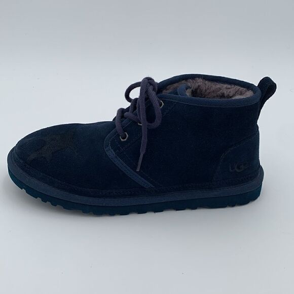 UGG Neumel dark blue suede leather shearling wool lined lace up men’s 7 main image 9